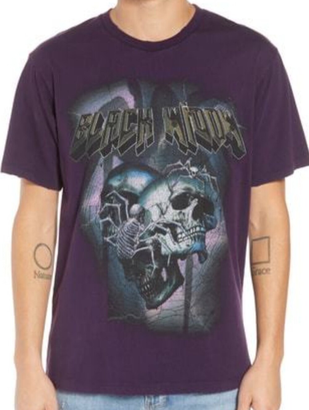 The Kooples "Black Widow" Skull Graphic Distressed T-Shirt Sz Small